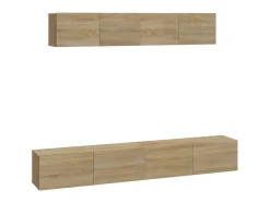 Outlet Conjunto móveis de TV 4 pcs madeira processada carvalho sonoma PT379498 Castanho