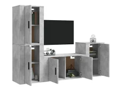 Móvel De Tv| Conjunto móveis de TV 4 pcs madeira processada cimento PT911708 Cinzento