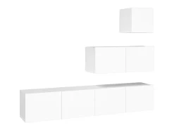 Online Conjunto móveis de TV 4 pcs madeira processada PT117092 Branco