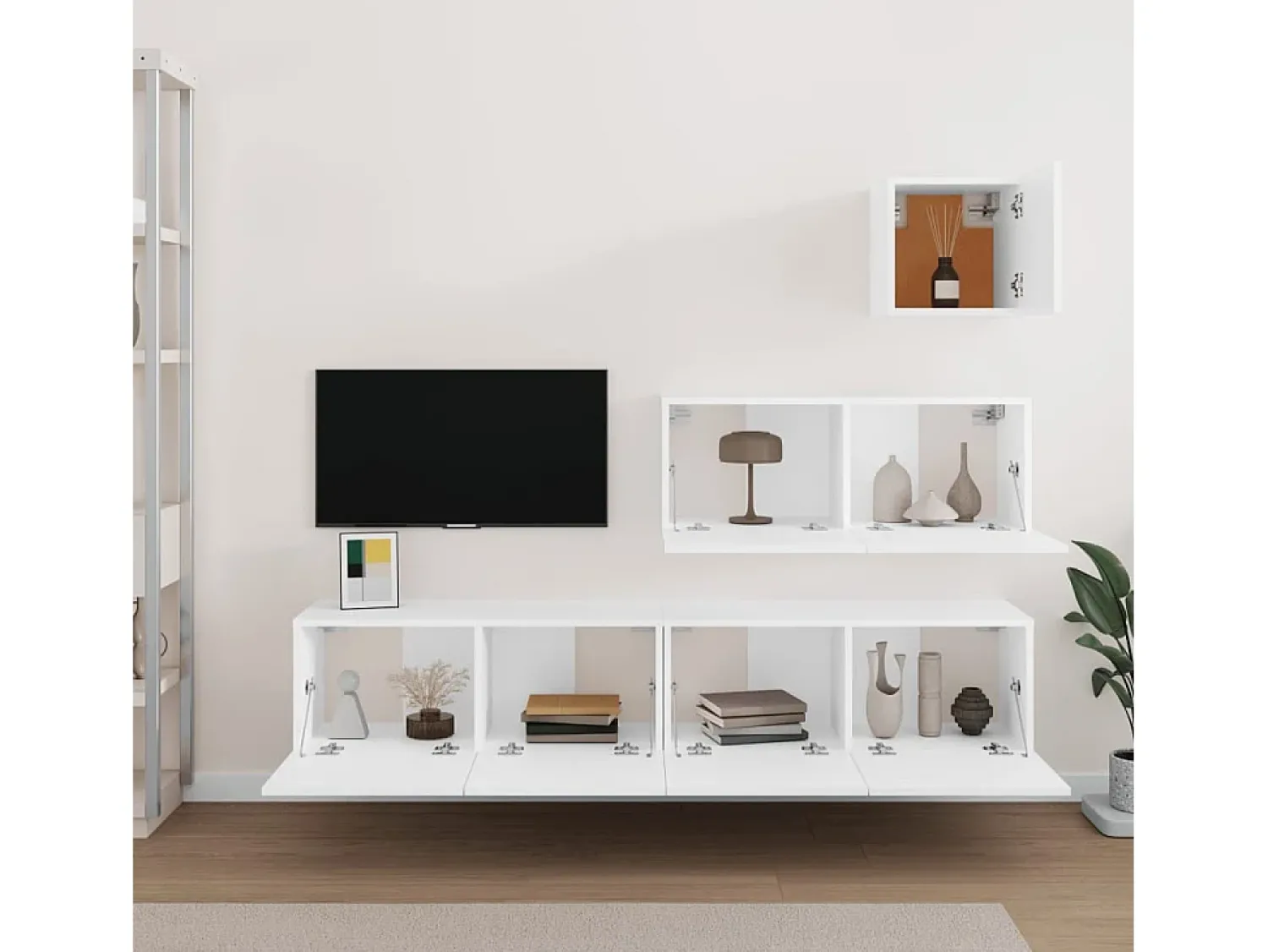 Online Conjunto móveis de TV 4 pcs madeira processada PT117092 Branco