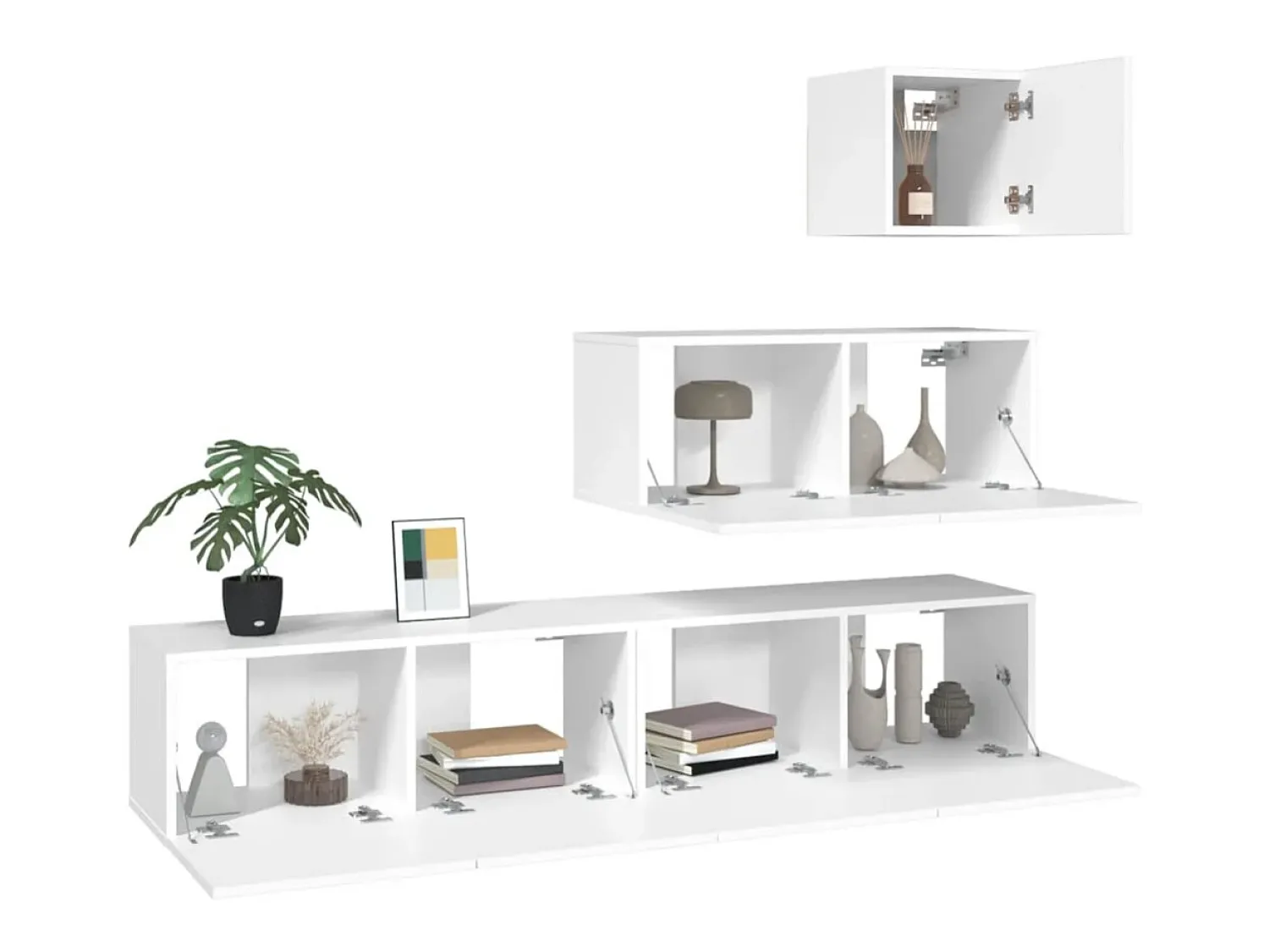 Online Conjunto móveis de TV 4 pcs madeira processada PT117092 Branco