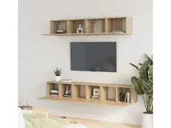 New Conjunto móveis de TV 5 pcs madeira processada carvalho sonoma PT202397 Castanho
