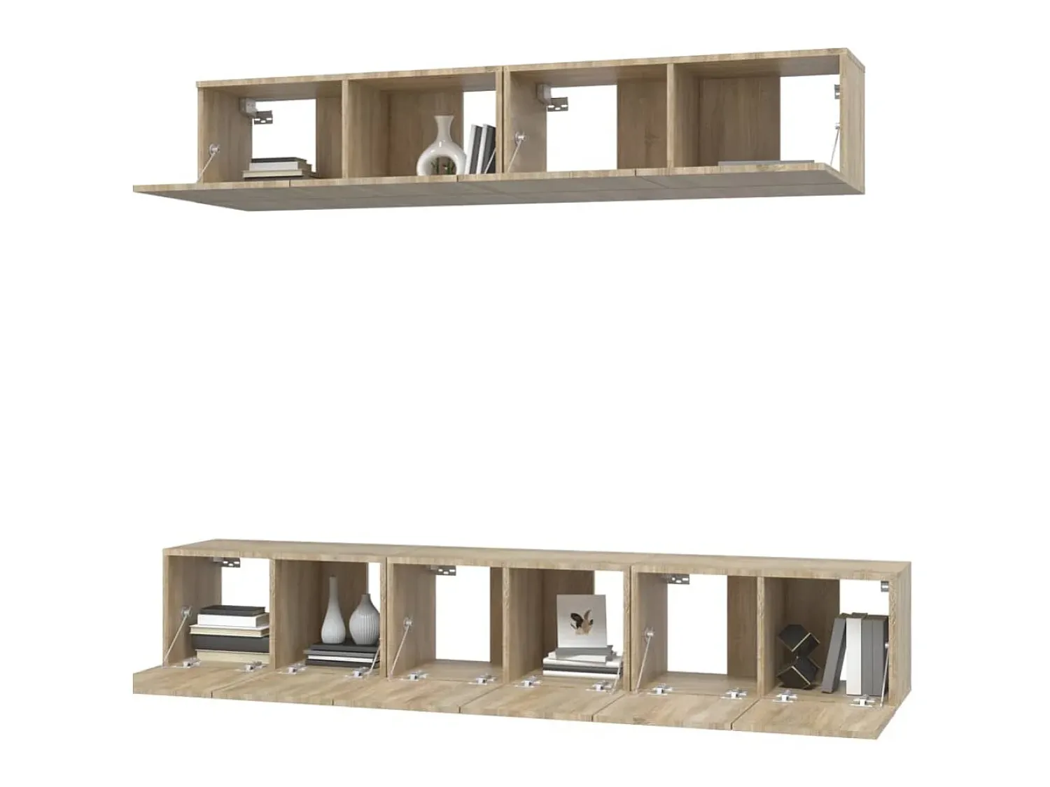 New Conjunto móveis de TV 5 pcs madeira processada carvalho sonoma PT202397 Castanho