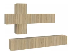 Conjunto móveis de TV 7 pcs madeira processada carvalho sonoma PT261163^ Móvel De Tv