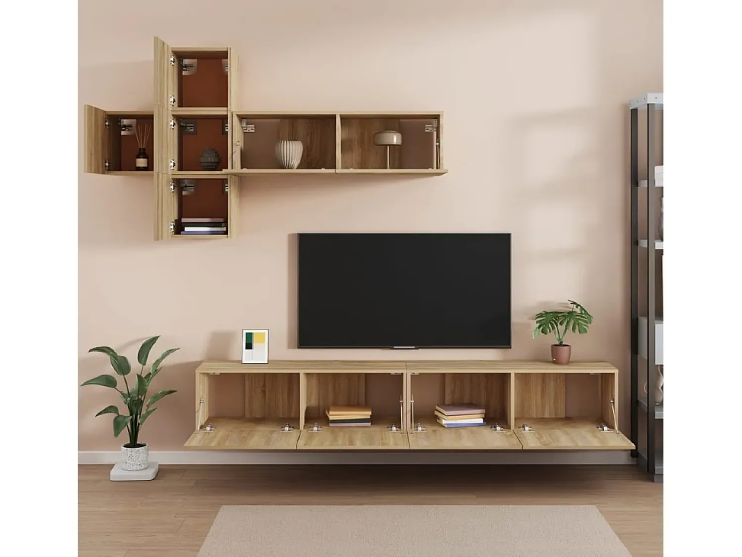 Conjunto móveis de TV 7 pcs madeira processada carvalho sonoma PT261163^ Móvel De Tv