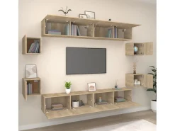 Móvel De Tv| Conjunto móveis de TV 8 pcs madeira processada carvalho sonoma PT336655 Castanho
