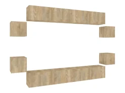 Móvel De Tv| Conjunto móveis de TV 8 pcs madeira processada carvalho sonoma PT336655 Castanho
