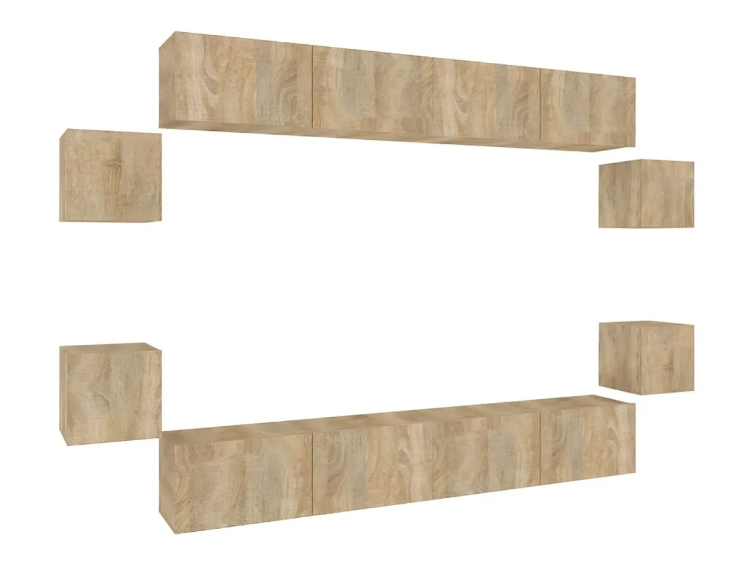 Móvel De Tv| Conjunto móveis de TV 8 pcs madeira processada carvalho sonoma PT336655 Castanho