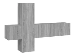 Móvel De Tv| Conjunto móveis de TV 3 pcs madeira processada sonoma cinza PT503914 Cinzento