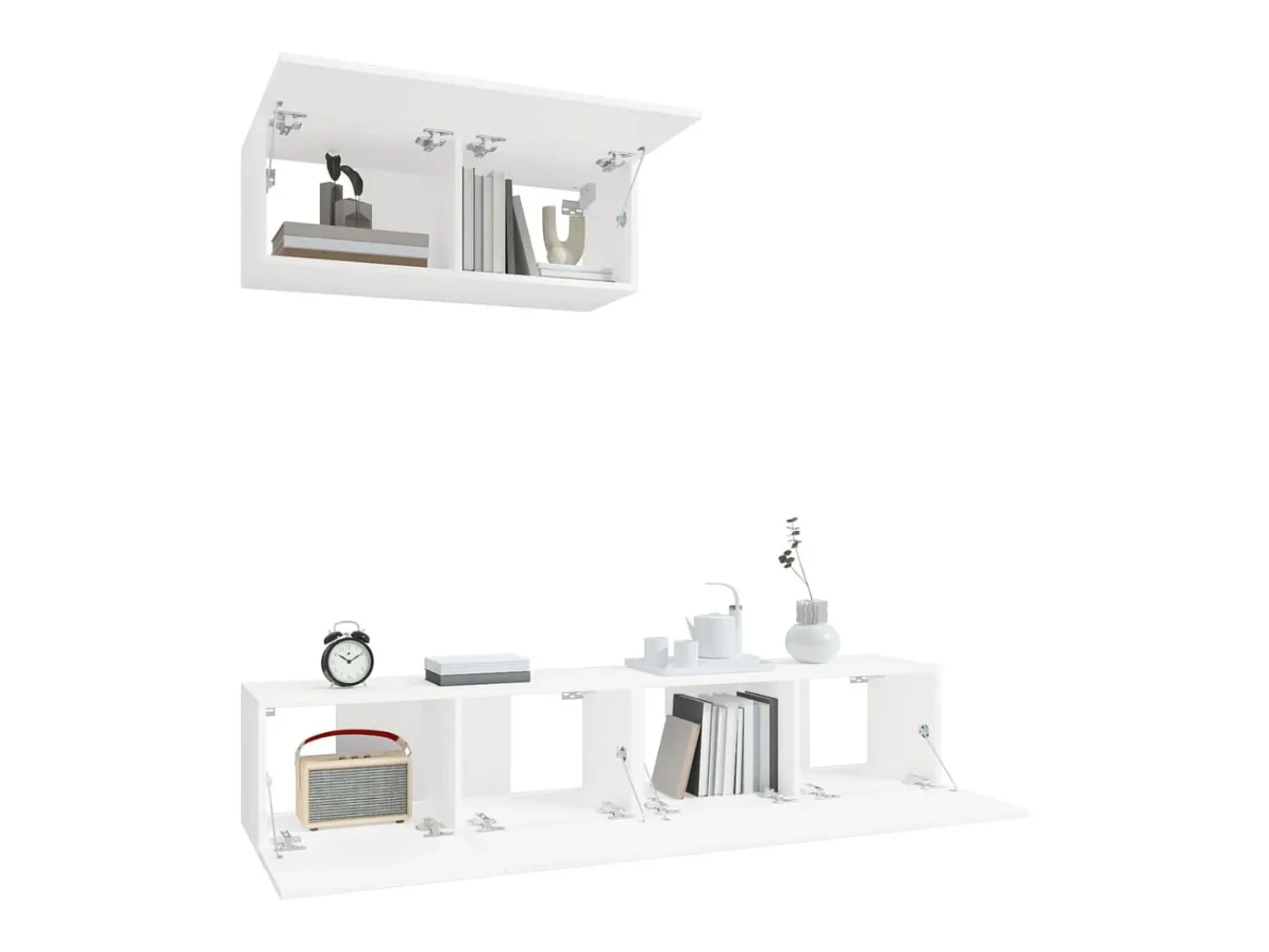 Móvel De Tv* Conjunto móveis de TV 3 pcs madeira processada PT314236 Branco