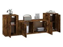 Hot Conjunto móveis de TV 3 pcs madeira processada carvalho fumado PT613466 Castanho