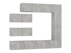Móvel De Tv| Conjunto móveis de TV 7 pcs madeira processada cimento PT607440 Cinzento