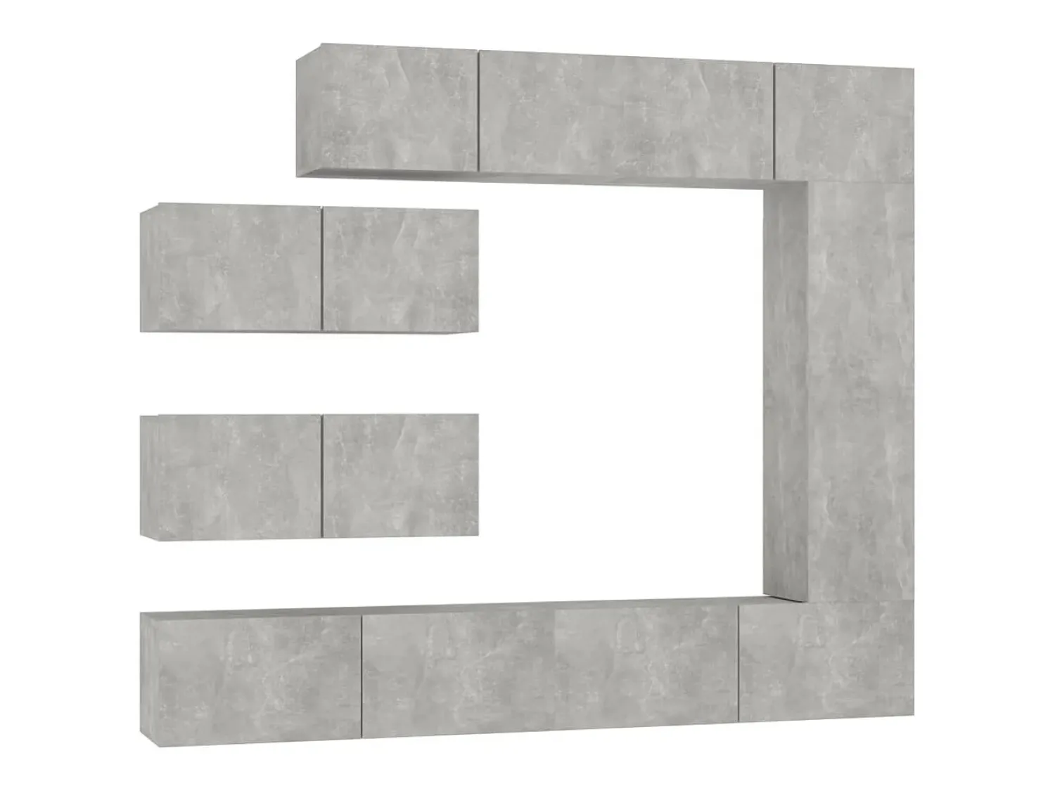 Móvel De Tv| Conjunto móveis de TV 7 pcs madeira processada cimento PT607440 Cinzento