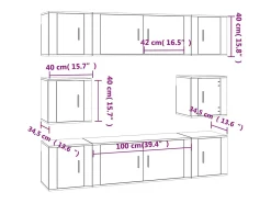 vidaxl Conjunto móveis de TV 8 pcs madeira processada carvalho fumado^ Móvel De Tv