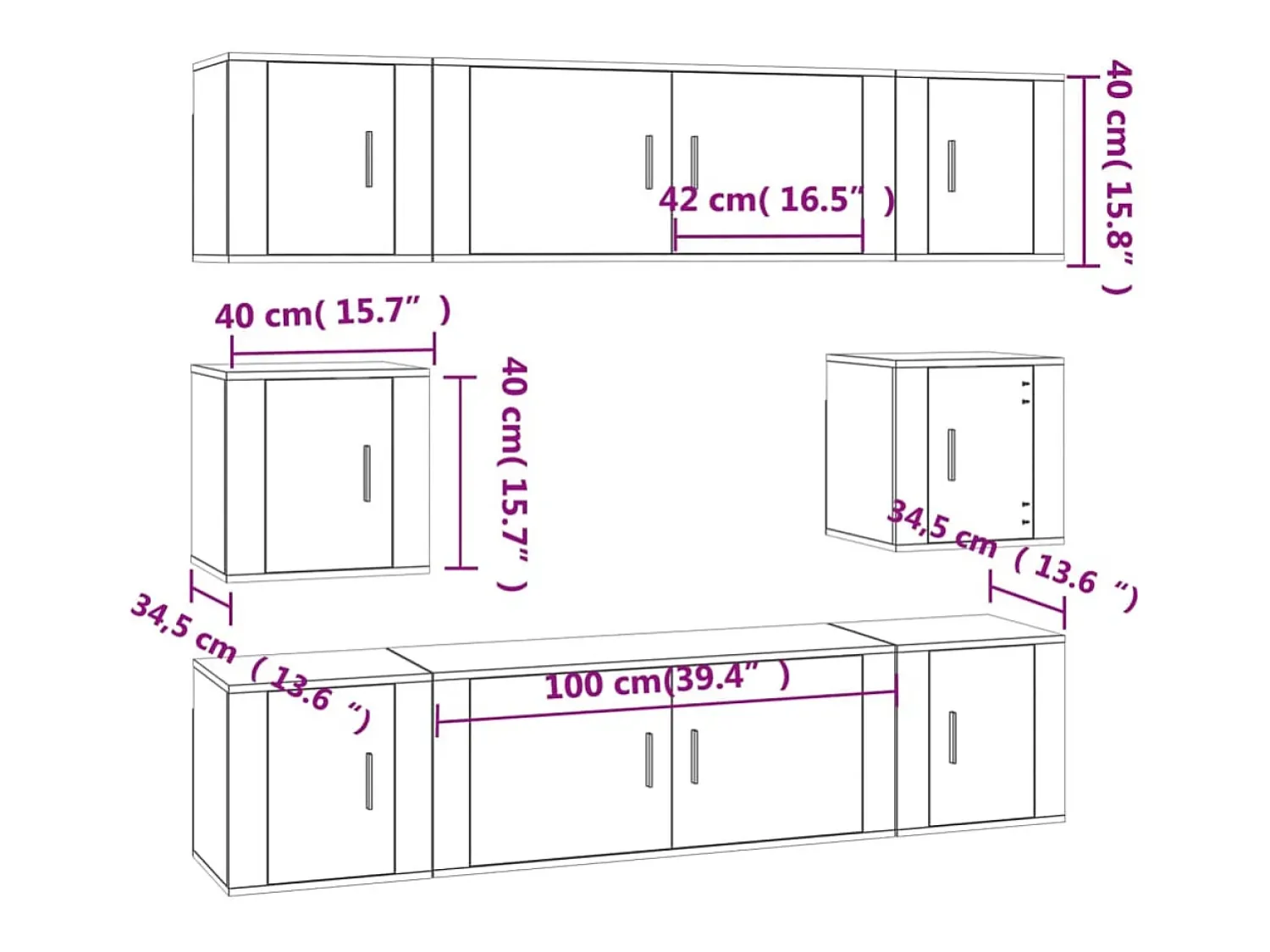 vidaxl Conjunto móveis de TV 8 pcs madeira processada carvalho fumado^ Móvel De Tv