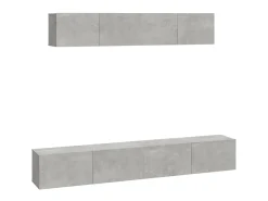 Conjunto móveis de TV 4 pcs madeira processada cimento PT200364 Cinzento