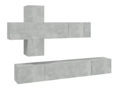 New Conjunto móveis de TV 7 pcs madeira processada cimento PT507253 Cinzento
