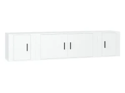New Conjunto móveis de TV 3 pcs madeira processada PT336434 Branco