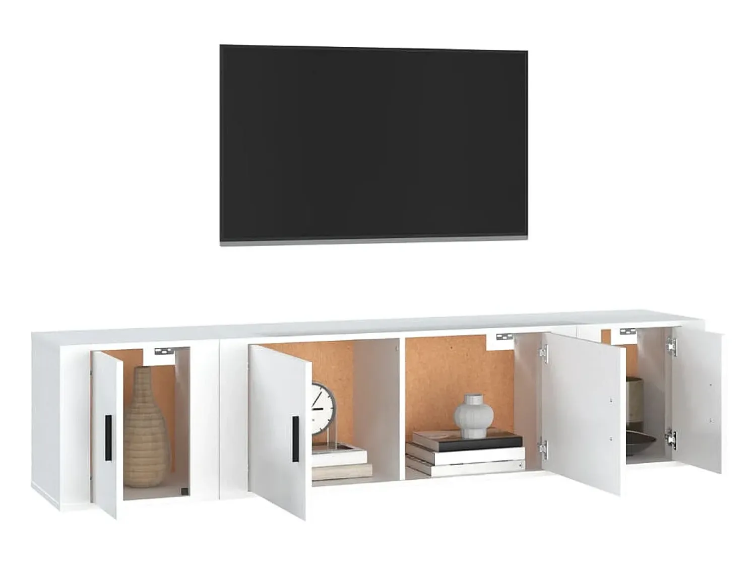 New Conjunto móveis de TV 3 pcs madeira processada PT336434 Branco