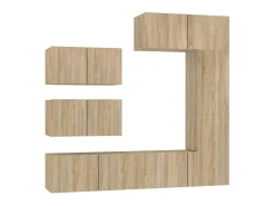 Discount Conjunto móveis de TV 6 pcs madeira processada carvalho sonoma PT372968 Castanho