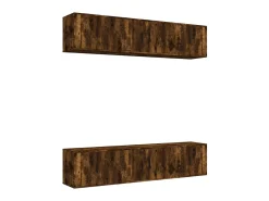 Móvel De Tv* Conjunto móveis de TV 6 pcs madeira processada carvalho fumado PT100149 Castanho