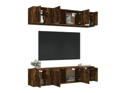 Móvel De Tv* Conjunto móveis de TV 6 pcs madeira processada carvalho fumado PT100149 Castanho