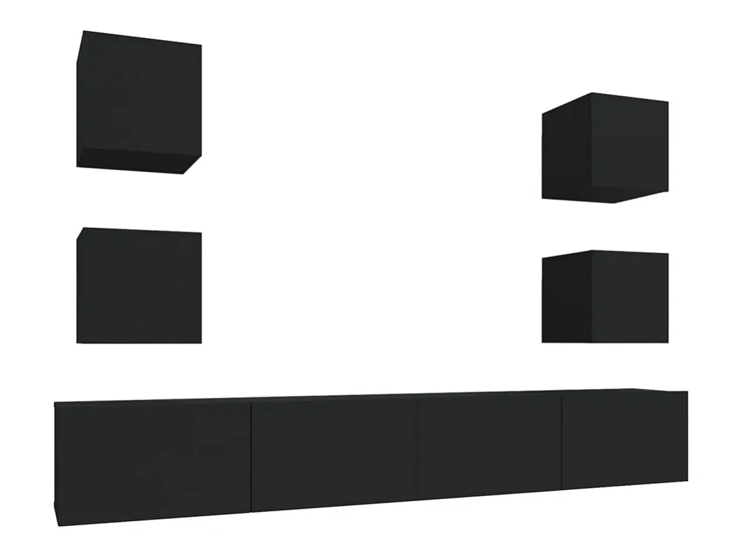 Móvel De Tv| Conjunto móveis de TV 6 pcs madeira processada PT611616 Preto