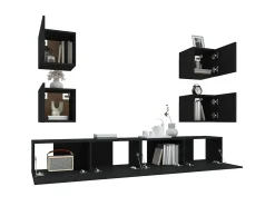 Móvel De Tv| Conjunto móveis de TV 6 pcs madeira processada PT611616 Preto