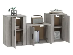 Conjunto móveis de TV 3 pcs madeira processada sonoma cinza PT842151^ Móvel De Tv