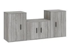 Conjunto móveis de TV 3 pcs madeira processada sonoma cinza PT842151^ Móvel De Tv