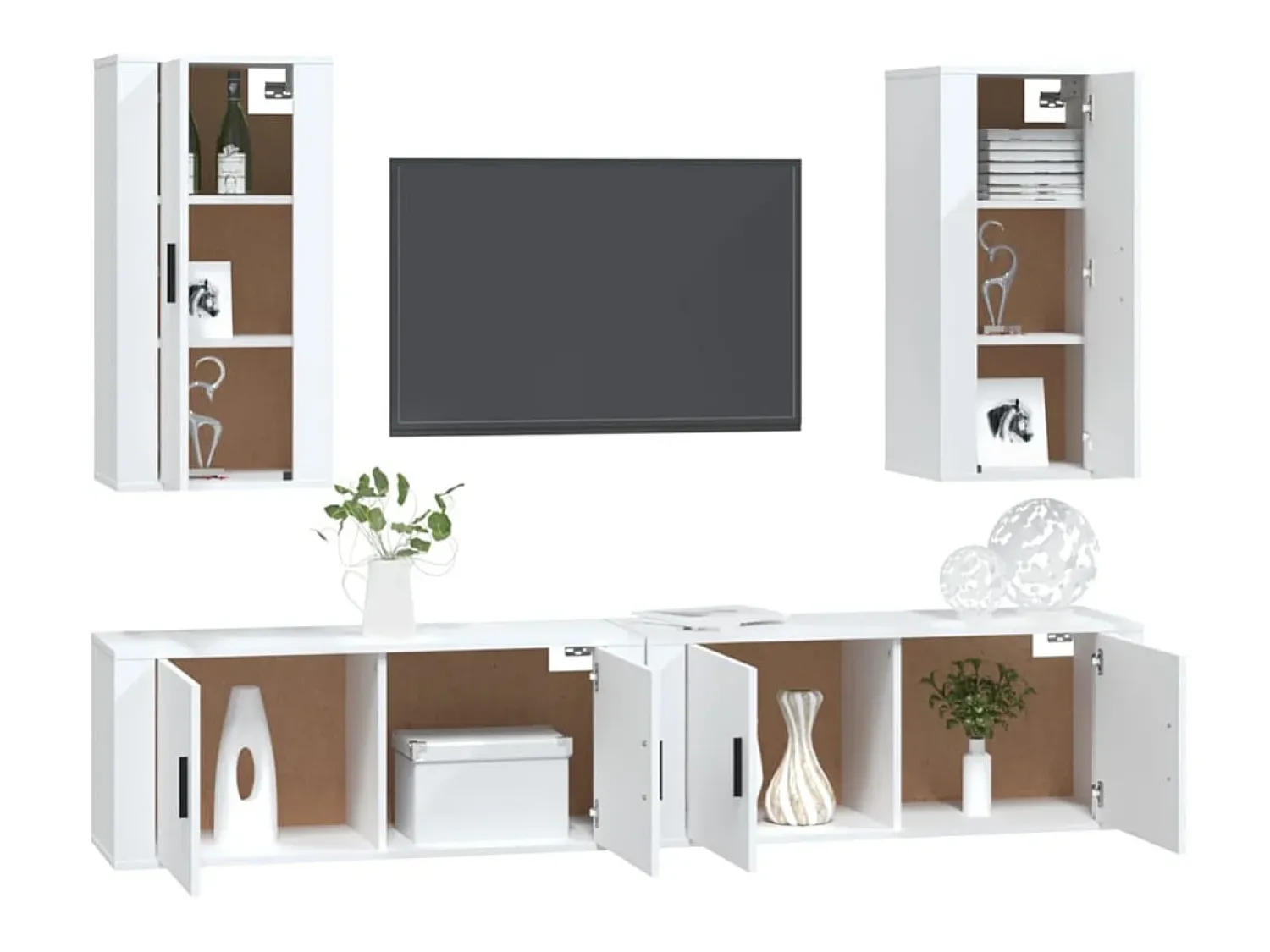 Conjunto móveis de TV 4 pcs madeira processada PT367810^ Móvel De Tv