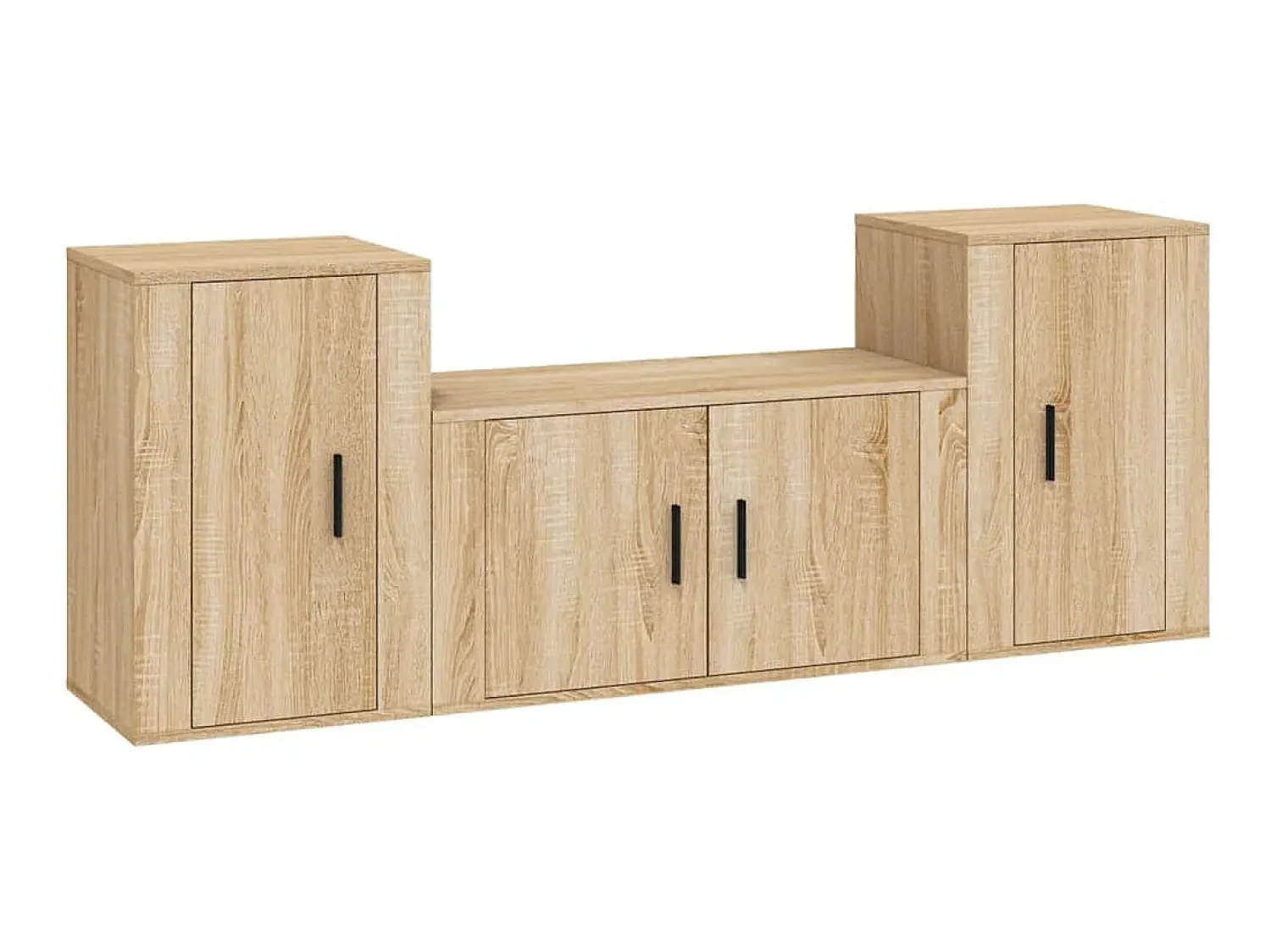 Móvel De Tv* Conjunto móveis de TV 3 pcs madeira processada carvalho sonoma PT366319 Castanho