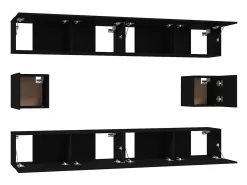 Móvel De Tv* Conjunto móveis de TV 6 pcs madeira processada PT255988 Preto