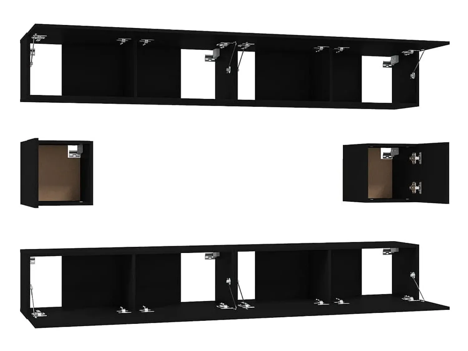 Móvel De Tv* Conjunto móveis de TV 6 pcs madeira processada PT255988 Preto