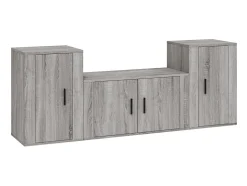 Conjunto móveis de TV 3 pcs madeira processada sonoma cinza PT914212^ Móvel De Tv