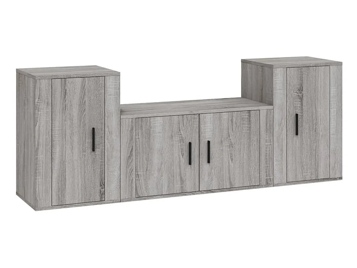 Conjunto móveis de TV 3 pcs madeira processada sonoma cinza PT914212^ Móvel De Tv