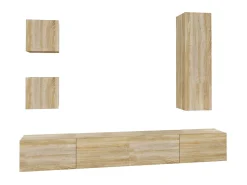 Outlet Conjunto móveis de TV 5 pcs madeira processada carvalho sonoma PT652409 Castanho