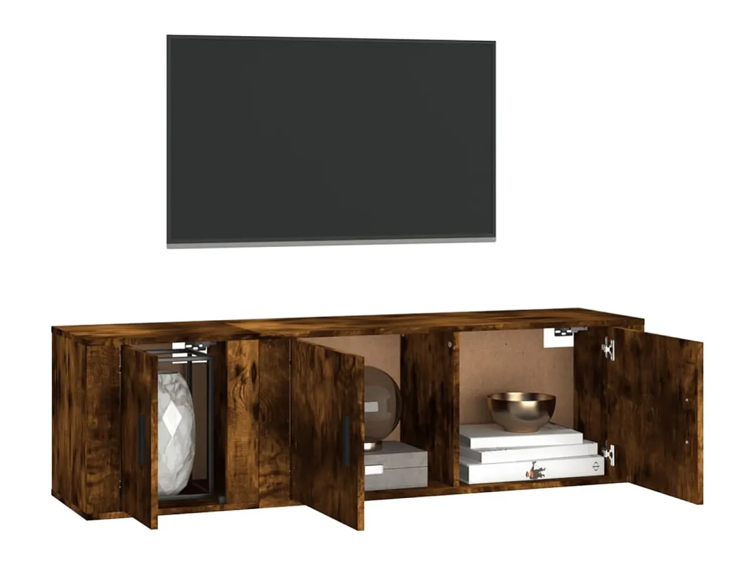 Móvel De Tv* Conjunto móveis de TV 2pcs madeira processada carvalho fumado PT550837 Castanho