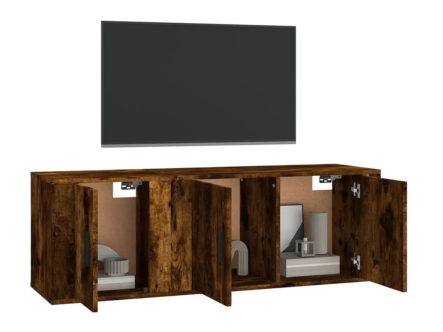 Móvel De Tv| Conjunto móveis de TV 2pcs madeira processada carvalho fumado PT840300 Castanho