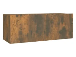 Best Conjunto móveis de TV 2pcs madeira processada carvalho fumado PT466113 Castanho