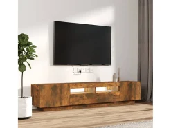 Móvel De Tv* Conjunto móveis de TV 2pcs c/ LEDs madeira carvalho fumado PT678396 Castanho