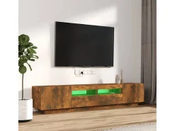 Móvel De Tv* Conjunto móveis de TV 2pcs c/ LEDs madeira carvalho fumado PT678396 Castanho