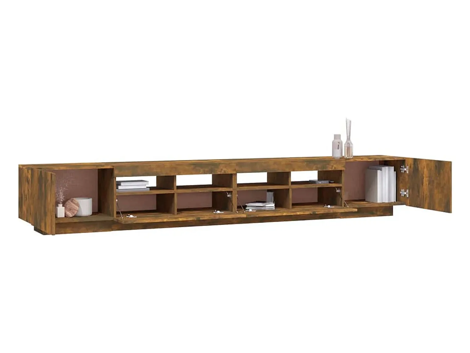 Móvel De Tv*vidaxl Conjunto móveis de TV 3pcs c/ LEDs madeira carvalho fumado Castanho