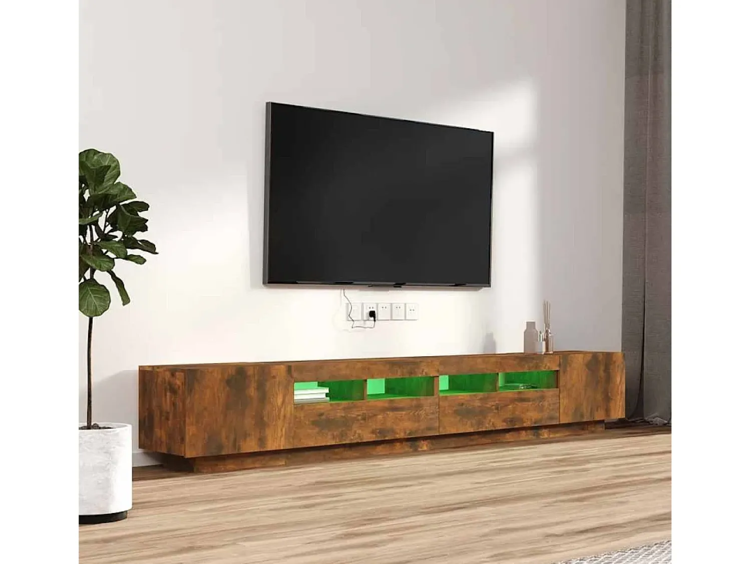 Móvel De Tv*vidaxl Conjunto móveis de TV 3pcs c/ LEDs madeira carvalho fumado Castanho