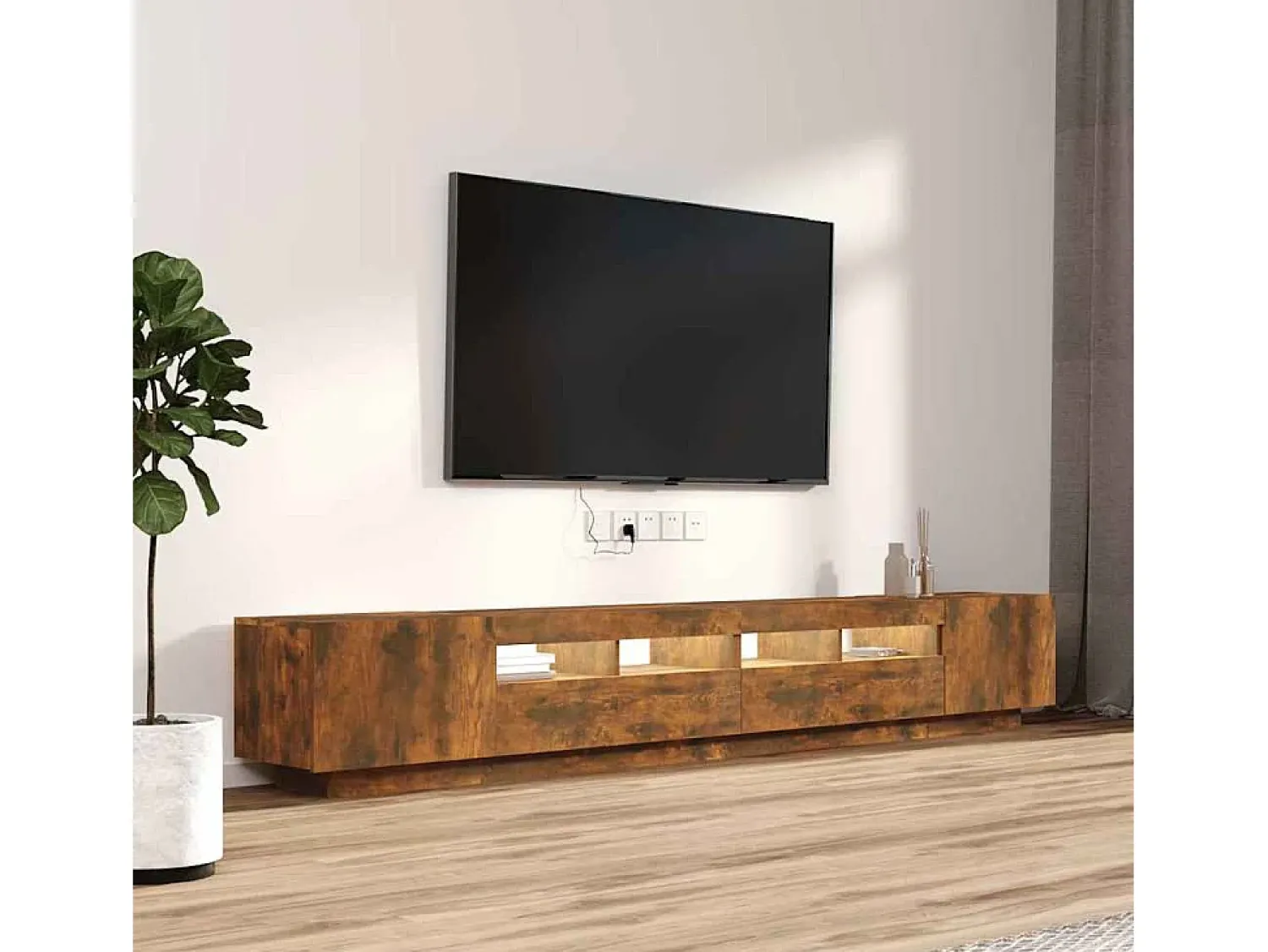 Móvel De Tv*vidaxl Conjunto móveis de TV 3pcs c/ LEDs madeira carvalho fumado Castanho