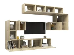 Outlet Conjunto móveis de TV 8pcs derivados de madeira carvalho sonoma PT727579 Castanho