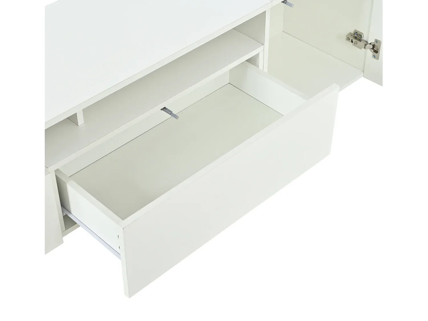 ModernLuxe Conjunto móvel TV 3 peças - Móvel TV + vitrina + prateleira de parede - Iluminação LED - 2 portas + 2 gavetas - Acabamento brilhante -^ Móvel De Tv