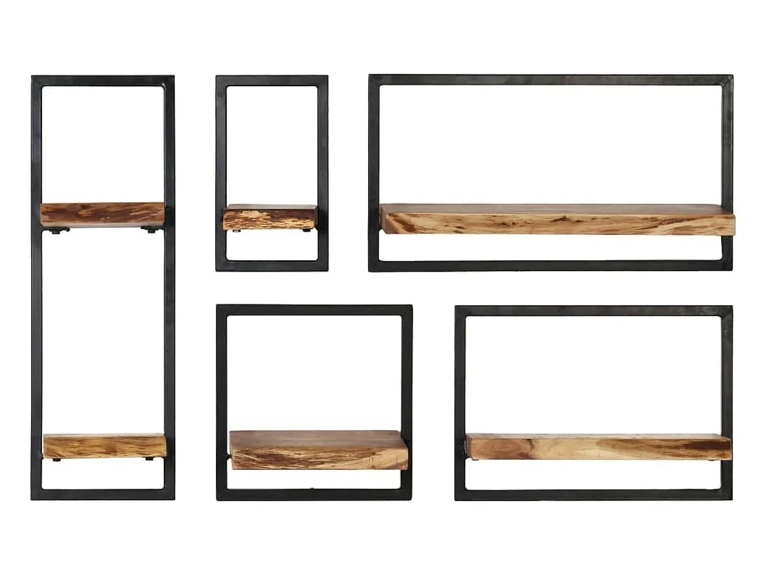 Prateleira* Conjunto prateleiras de parede 5 pcs madeira acácia maciça/aço PT516506 Castanho