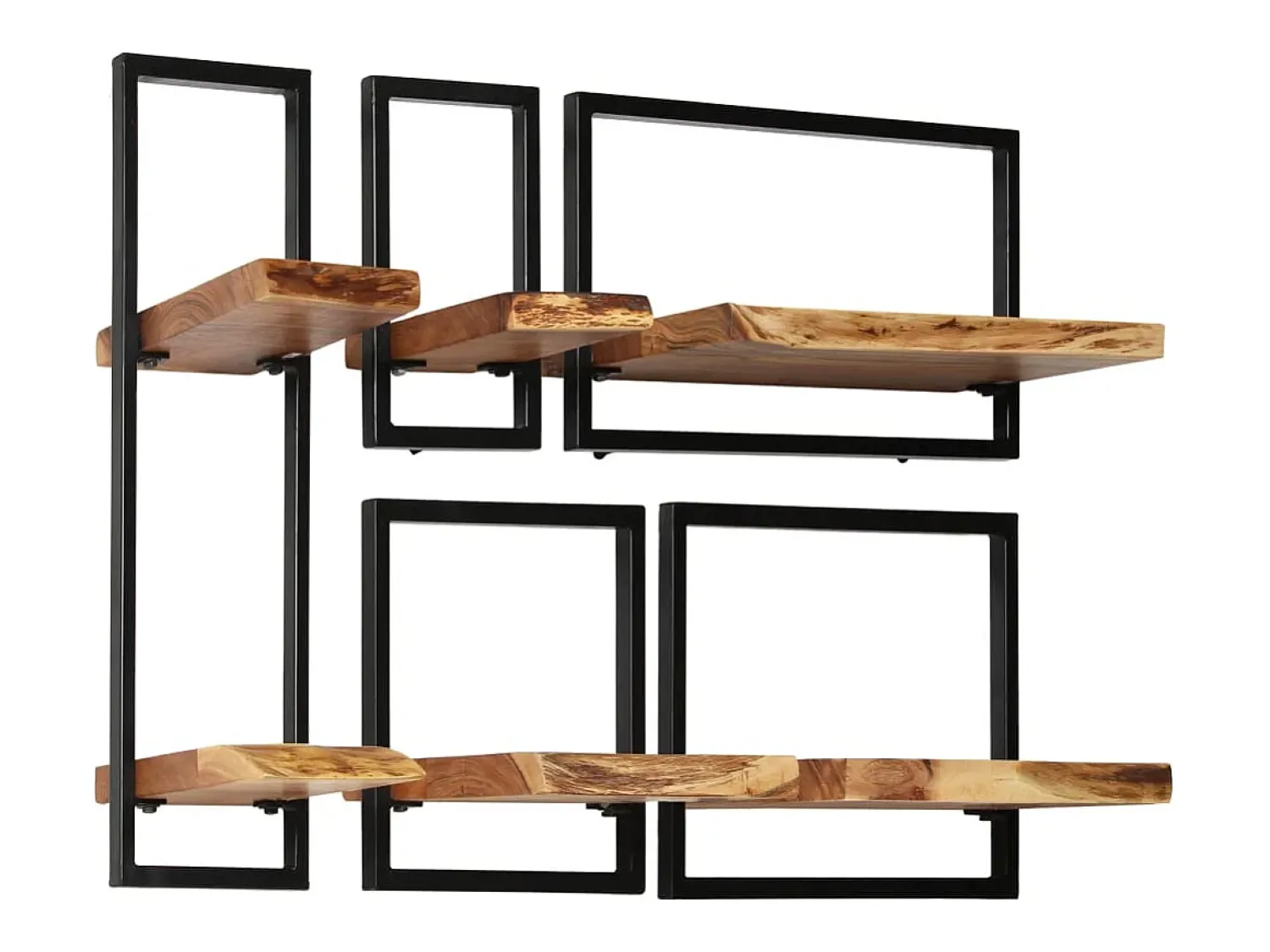 Prateleira* Conjunto prateleiras de parede 5 pcs madeira acácia maciça/aço PT516506 Castanho