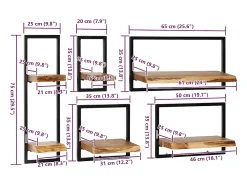vidaxl Conjunto prateleiras de parede 5 pcs madeira acácia maciça/aço Castanho